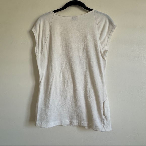 Anthropologie 9-H15 STCL Cap Sleeve Pleated Tee, Cream, Size Small - Picture 2 of 6